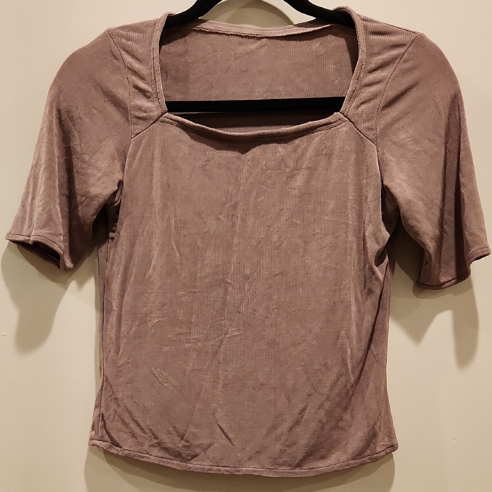 Tan Fitted Short Sleeve Blouse